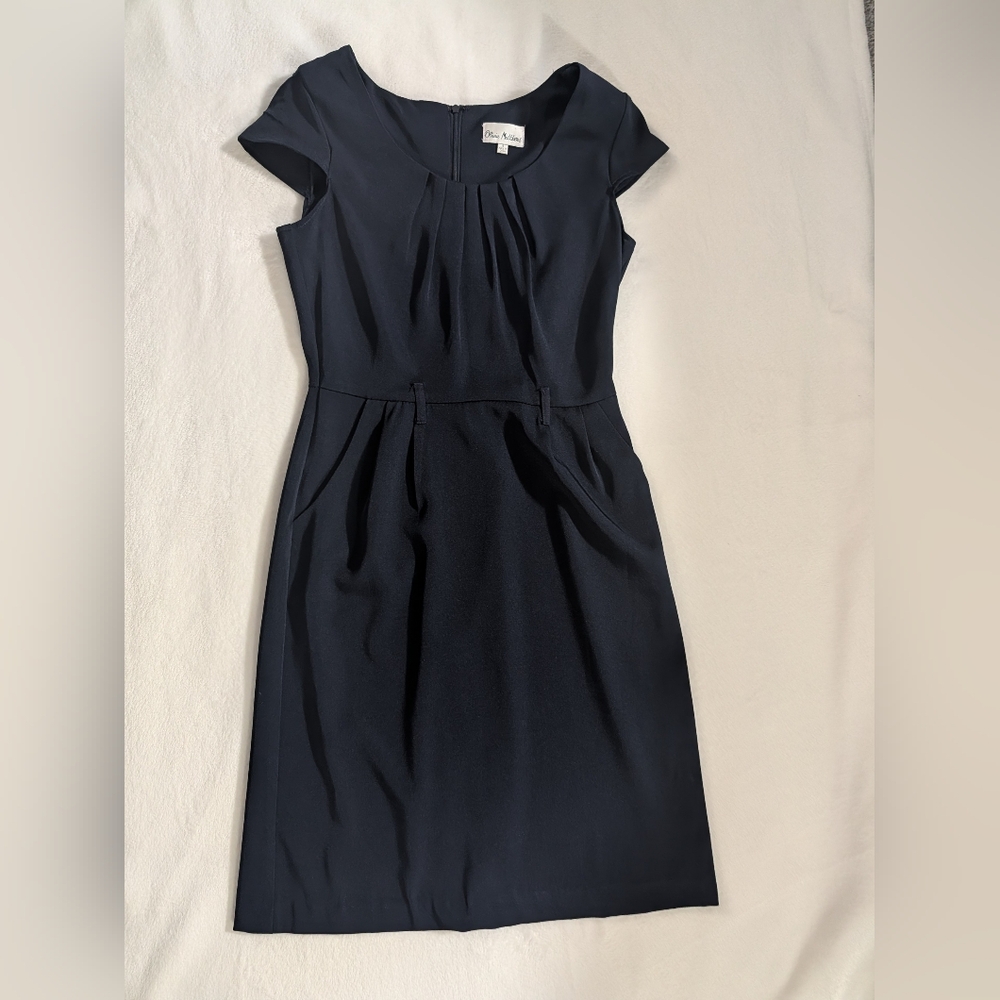 Olivia Mathews Navy Dress, Size 8, Cap Sleeve & Pockets